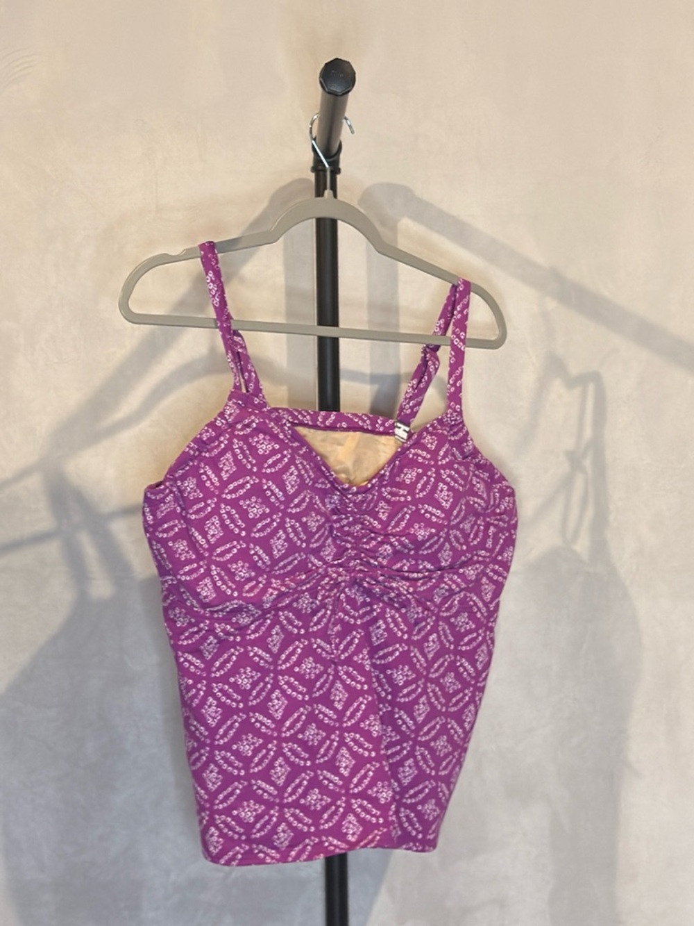 Lands’ End Purple Geometric Sleeveless Tank Top 18W 80% Nylon 20% Spandex
